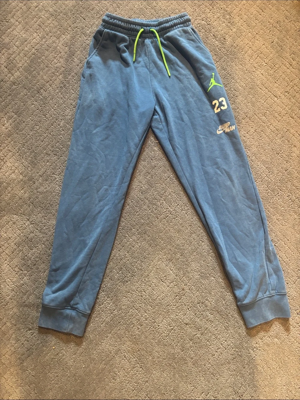 Jordan Kids' Sweat Outfit Blue with Neon Green Accents